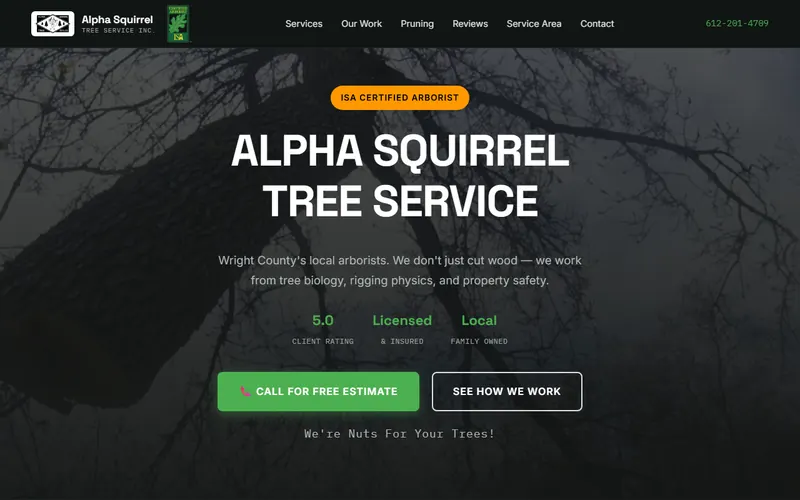 Preview of the main site: dark forest green with safety orange accents